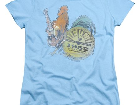 SUN RECORDS : ROCKIN ROOSTER S\S WOMENS TEE Light Blue MD Online Sale