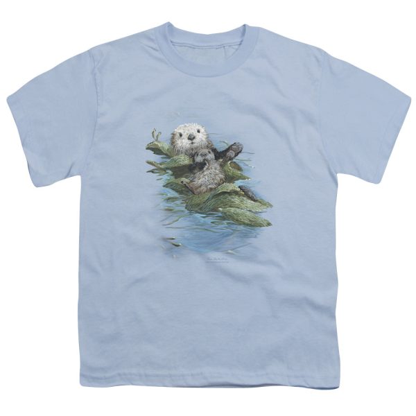 WILDLIFE : KELP CRADLE OTTERS S\S YOUTH Cotton 18\1 LIGHT BLUE LG Discount