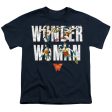 WONDER WOMAN : WONDER WOMAN 80TH ILLUSTRATED TYPE S\S YOUTH Cotton 18\1 Navy LG Sale