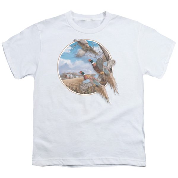 WILDLIFE : OCTOBER MEMORIES PHEASANTS S\S YOUTH Cotton 18\1 WHITE SM Cheap