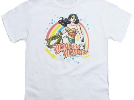 WONDER WOMAN : WONDER AIRBRUSH S\S YOUTH Cotton 18\1 White SM on Sale