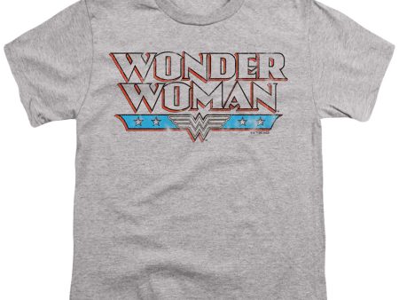 WONDER WOMAN : WONDER WOMAN RETRO 2 S\S YOUTH Cotton 18\1 Athletic Heather XL Online Hot Sale