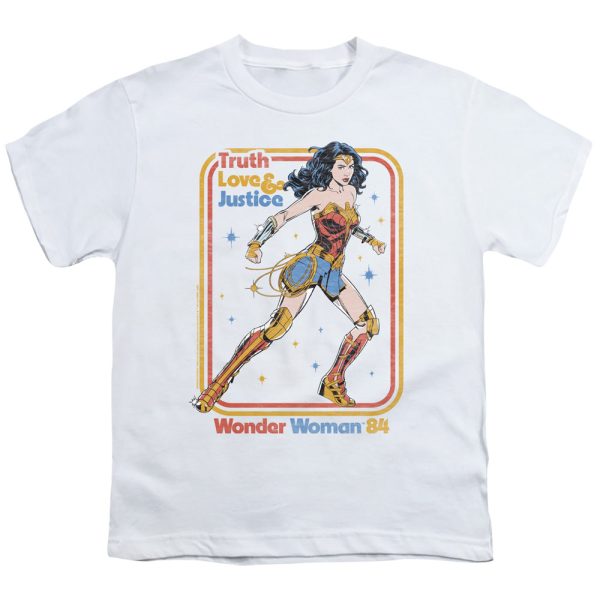 WONDER WOMAN 84 : RETRO JUSTICE 84 S\S YOUTH Cotton 18\1 White XS Sale