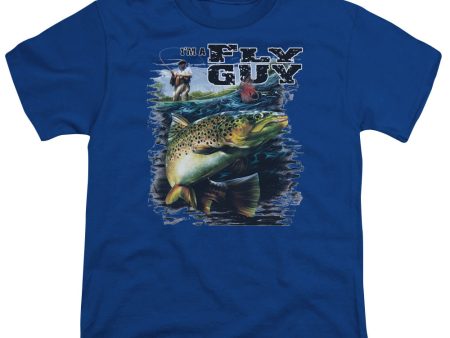 WILDLIFE : I M A FLY GUY S\S YOUTH Cotton 18\1 ROYAL BLUE SM For Sale