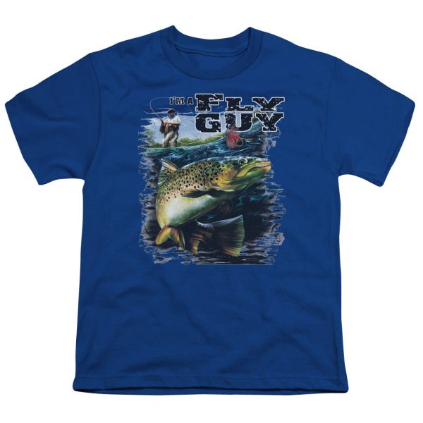 WILDLIFE : I M A FLY GUY S\S YOUTH Cotton 18\1 ROYAL BLUE SM For Sale