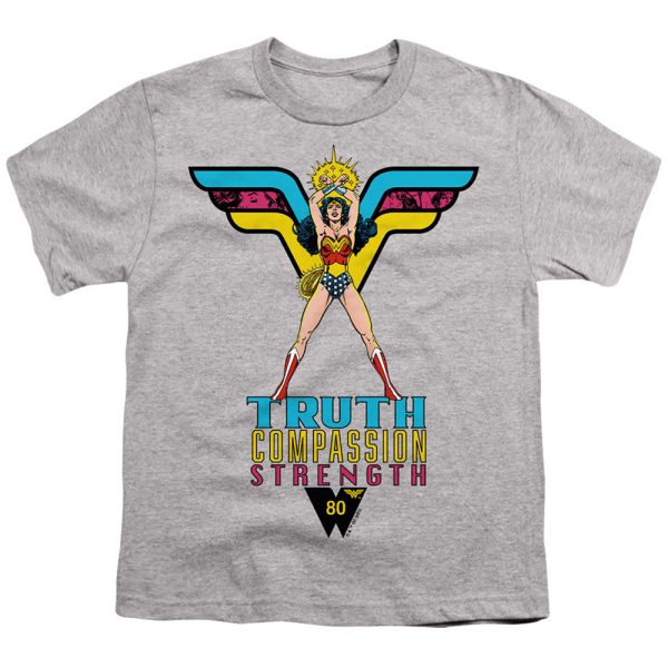 WONDER WOMAN : TRUTH, COMPASSION, STRENGTH S\S YOUTH Cotton 18\1 Athletic Heather MD on Sale