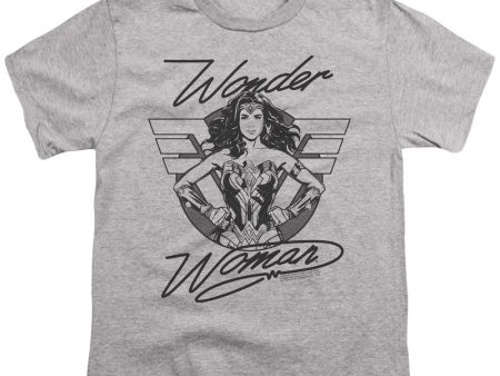 WONDER WOMAN 84 : DETERMINED WONDER S\S YOUTH Cotton 18\1 Athletic Heather MD For Sale