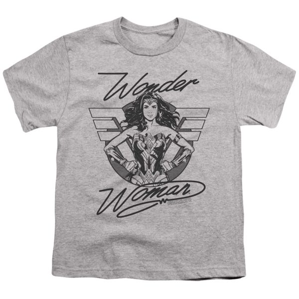 WONDER WOMAN 84 : DETERMINED WONDER S\S YOUTH Cotton 18\1 Athletic Heather MD For Sale