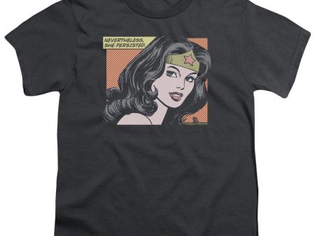 WONDER WOMAN : SHE PERSISTED S\S YOUTH Cotton 18\1 Charcoal MD Sale