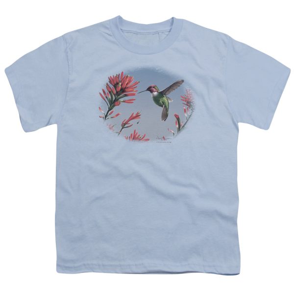 WILDLIFE : ANNA S HUMMINGBIRD S\S YOUTH Cotton 18\1 LIGHT BLUE SM Online now