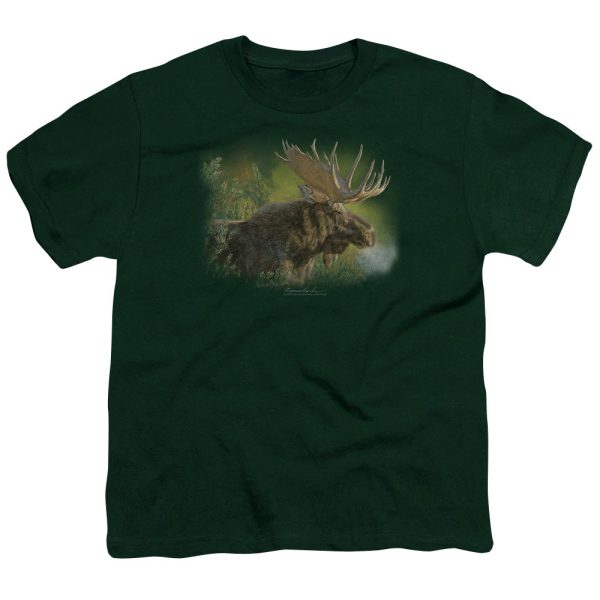 WILDLIFE : CRISP FALL MORNING S\S YOUTH Cotton 18\1 HUNTER GREEN LG Online Sale