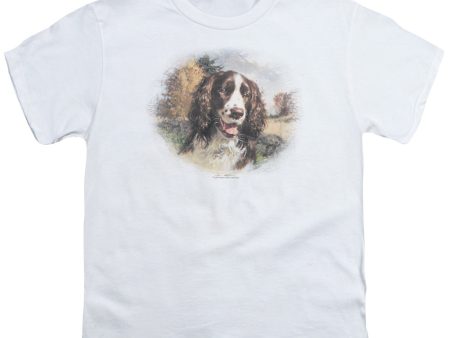 WILDLIFE : SPRINGER SPANIEL HEAD S\S YOUTH Cotton 18\1 White MD For Cheap