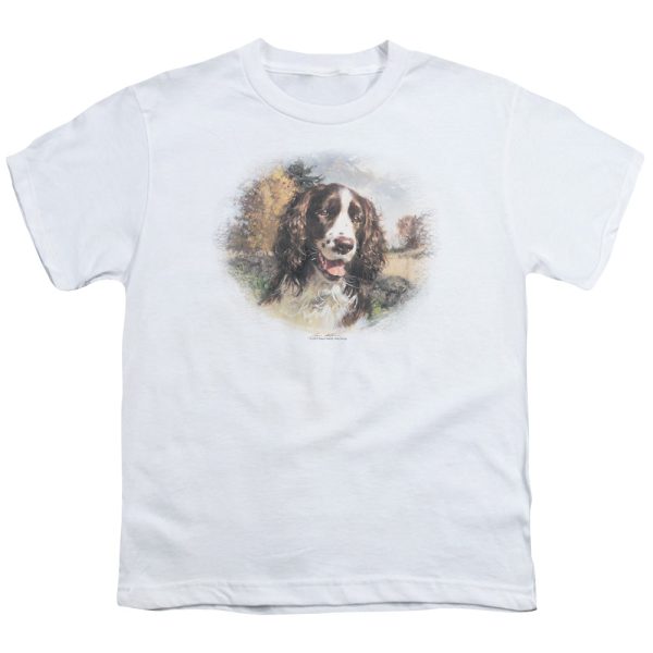 WILDLIFE : SPRINGER SPANIEL HEAD S\S YOUTH Cotton 18\1 White MD For Cheap