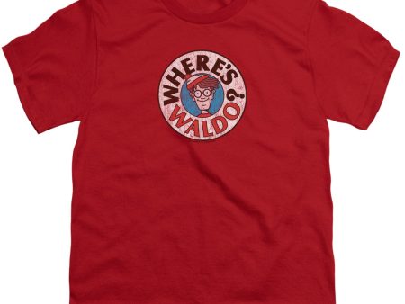 WHERE S WALDO : WALDO LOGO S\S YOUTH Cotton 18\1 Red MD on Sale