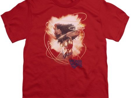 WONDER WOMAN : 75TH BURST S\S YOUTH Cotton 18\1 Red MD Hot on Sale