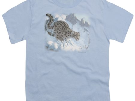 WILDLIFE : SNOW LEOPARD S\S YOUTH Cotton 18\1 Light Blue XL on Sale