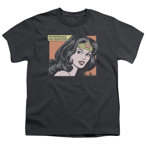 WONDER WOMAN : SHE PERSISTED S\S YOUTH Cotton 18\1 Charcoal XL For Cheap