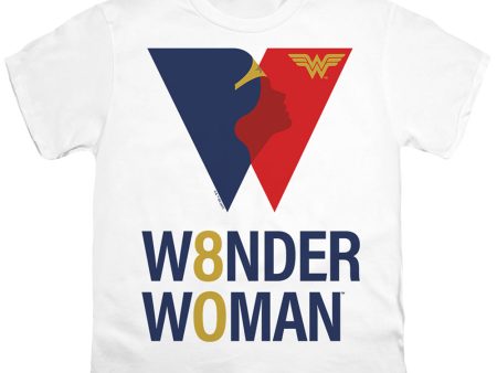 WONDER WOMAN : WONDER WOMAN 80TH LOGO S\S YOUTH Cotton 18\1 White LG on Sale