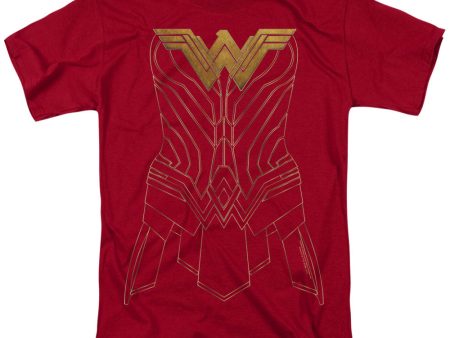 WONDER WOMAN MOVIE : ARMOR OUTLINE S\S ADULT 100% COTTON 18\1 T-SHIRT Cardinal 3X on Sale