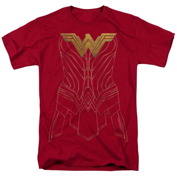 WONDER WOMAN MOVIE : ARMOR OUTLINE S\S ADULT 100% COTTON 18\1 T-SHIRT Cardinal 3X on Sale