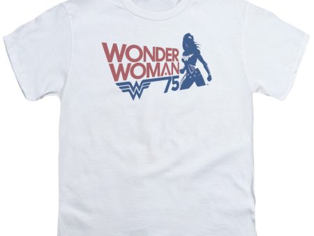 WONDER WOMAN : WONDER WOMAN 75TH SILHOUETTE S\S YOUTH Cotton 18\1 White XS Hot on Sale