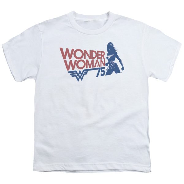 WONDER WOMAN : WONDER WOMAN 75TH SILHOUETTE S\S YOUTH Cotton 18\1 White XS Hot on Sale