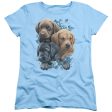 WILD WINGS : PUPPY PILE WOMENS SHORT SLEEVE Light Blue MD For Discount