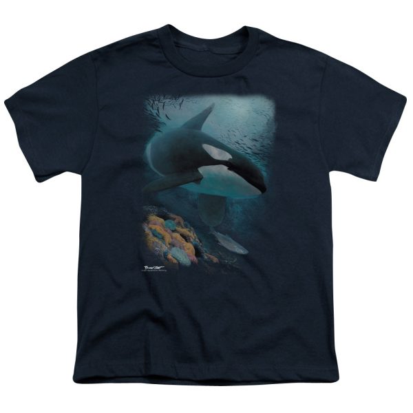 WILDLIFE : SALMON HUNTER ORCA S\S YOUTH Cotton 18\1 NAVY LG Online now