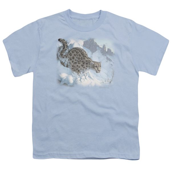 WILDLIFE : SNOW LEOPARD S\S YOUTH Cotton 18\1 Light Blue LG Fashion