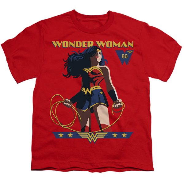 WONDER WOMAN : WONDER WOMAN 80TH STANCE S\S YOUTH Cotton 18\1 Red MD Hot on Sale