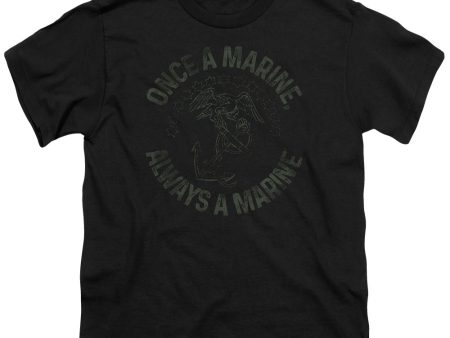 US MARINE CORPS : ALWAYS A MARINE S\S YOUTH Cotton 18\1 Black SM Fashion