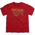 WONDER WOMAN : WONDER WOMAN 75TH ANNIVERSARY GOLD LOGO S\S YOUTH Cotton 18\1 Red LG Sale