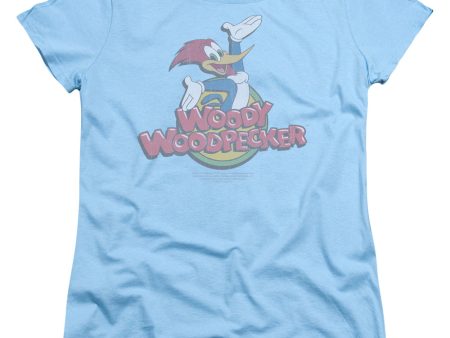 WOODY WOODPECKER : RETRO FADE S\S WOMENS TEE LIGHT BLUE MD Fashion