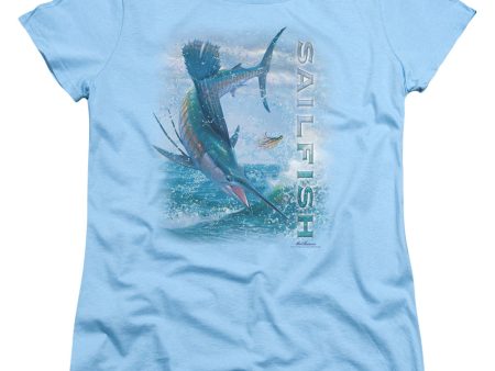 WILDLIFE : LEAPING SAILFISH S\S WOMENS TEE Light Blue MD Supply