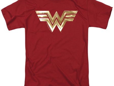 WONDER WOMAN 84 : GOLDEN LOGO S\S ADULT 100% COTTON 18\1 T-SHIRT Cardinal 3X For Cheap