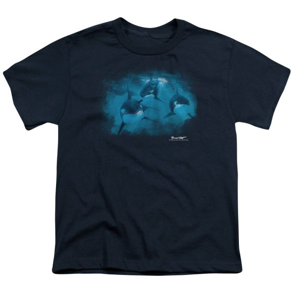 WILDLIFE : POD OF ORCAS S\S YOUTH Cotton 18\1 NAVY MD For Cheap