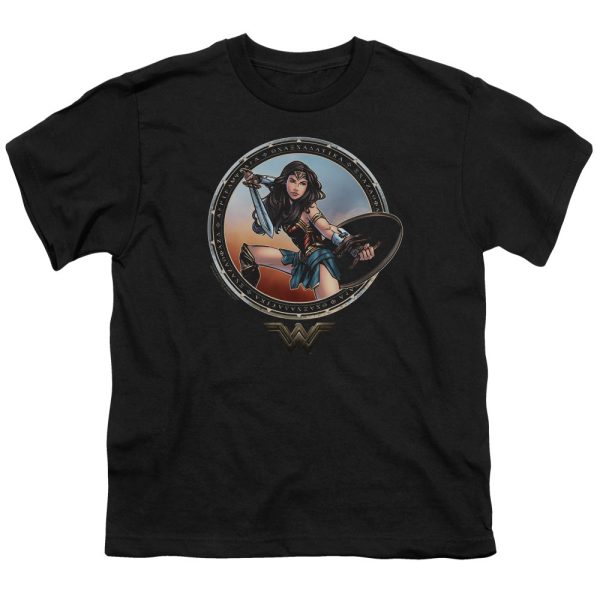 WONDER WOMAN MOVIE : BATTLE POSE S\S YOUTH Cotton 18\1 Black SM Hot on Sale