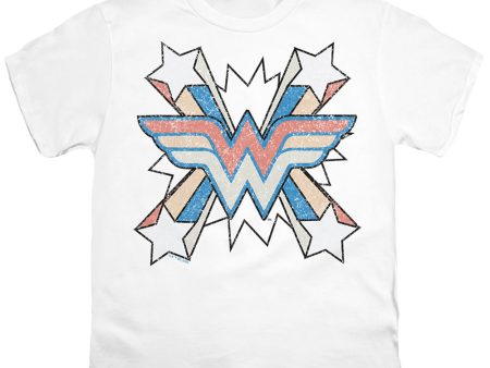 WONDER WOMAN : BURST 2 S\S YOUTH Cotton 18\1 White XL For Sale