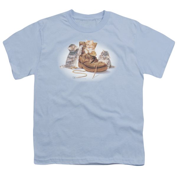 WILDLIFE : PLAYFUL KITTENS S\S YOUTH Cotton 18\1 Light Blue SM Online