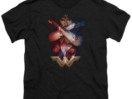 WONDER WOMAN MOVIE : ARMS CROSSED S\S YOUTH Cotton 18\1 Black SM Online