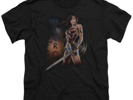 WONDER WOMAN MOVIE : FIERCE S\S YOUTH Cotton 18\1 Black SM Sale