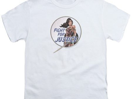 WONDER WOMAN MOVIE : FIGHT FOR JUSTICE S\S YOUTH Cotton 18\1 White XL For Cheap