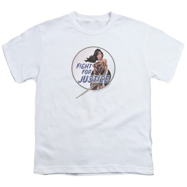 WONDER WOMAN MOVIE : FIGHT FOR JUSTICE S\S YOUTH Cotton 18\1 White XL For Cheap