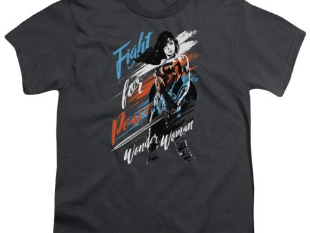 WONDER WOMAN MOVIE : FIGHT FOR PEACE S\S YOUTH Cotton 18\1 Charcoal XS Online Sale