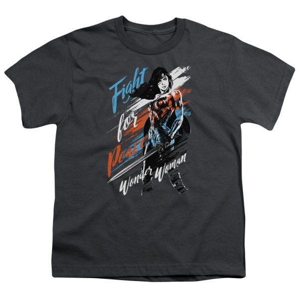 WONDER WOMAN MOVIE : FIGHT FOR PEACE S\S YOUTH Cotton 18\1 Charcoal XS Online Sale