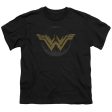 WONDER WOMAN MOVIE : DISTRESSED LOGO S\S YOUTH Cotton 18\1 Black MD For Sale