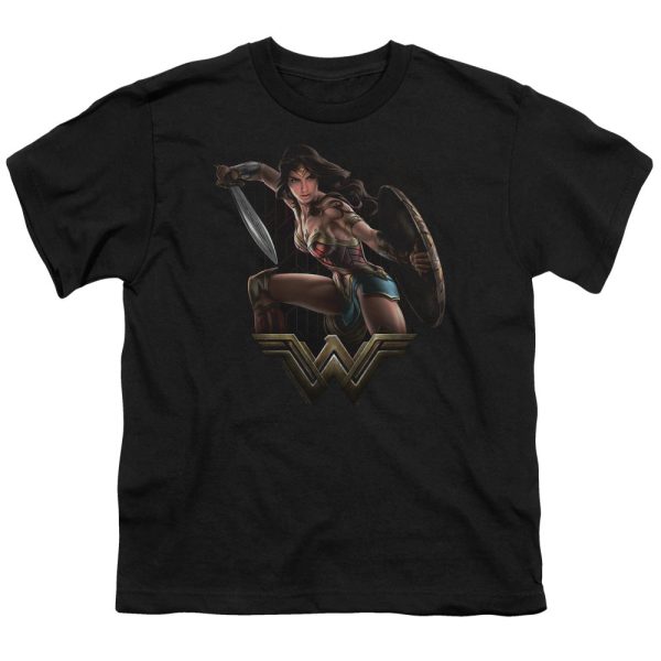 WONDER WOMAN MOVIE : FIGHT S\S YOUTH Cotton 18\1 Black SM Sale