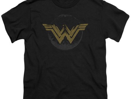 WONDER WOMAN MOVIE : DISTRESSED LOGO S\S YOUTH Cotton 18\1 Black SM Online now