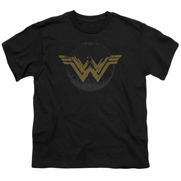 WONDER WOMAN MOVIE : DISTRESSED LOGO S\S YOUTH Cotton 18\1 Black SM Online now