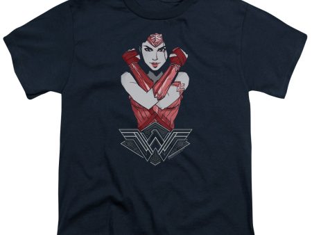 WONDER WOMAN MOVIE : AMAZON S\S YOUTH Cotton 18\1 Navy XS Cheap